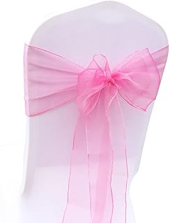 decoraciones para sillas de boda, 50 Uds. Cintas de satén for sillas de boda, lazos de Organza, corbatas for suministros de fiesta de banquete de boda, cinturón for silla de boda, cinta, rojo(Color:Or
