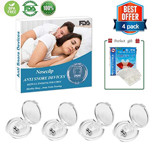 Clipple Silicone Magnetic Anti Snore Transparent Silicone Stop Snoring Device Silicone Nose Clip Tools Professional Relieve Snore Mini Comfortable Sleep Sleeping Aid for Men Women (4 pcs)