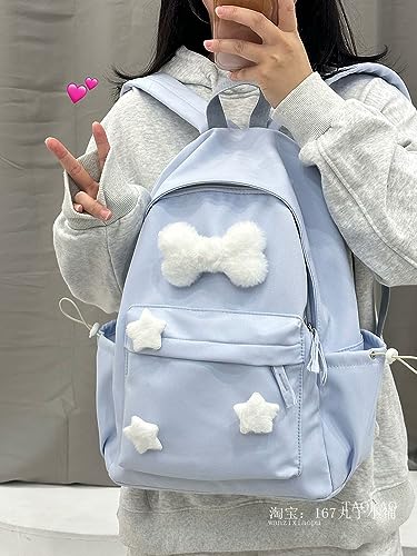 Y2K Backpack Star Backpack Preppy Backpack with y2k Accessories Cute Kawaii Backpack Kawaii Stuffs (blue)3