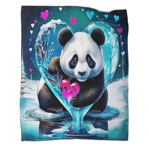 Couvertures 3D en flanelle panda géant plaid chaud toutes saisons