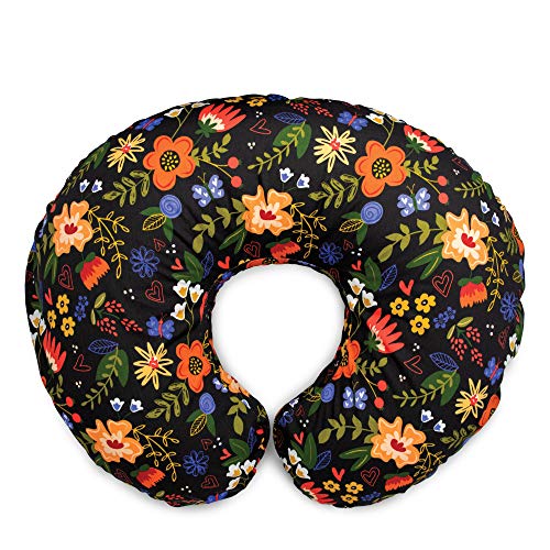 Image of Boppy Nursing Pillow Original Support, Black Floral, Ergonomic Nursing Essentials for Bottle and Breastfeeding, Firm Fiber Fill, with Removable Nursing Pillow Cover, Machine Washable