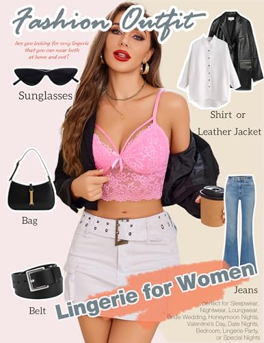 Image of Avidlove Lace Bralette for Women Lingerie Spaghetti Adjustable Strap Tank Camisole Crop Top