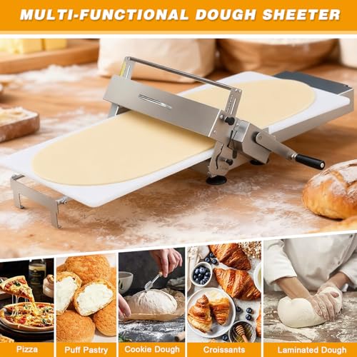 Laminadora de masa plegable manual ajustable de acero inoxidable de mesa 8