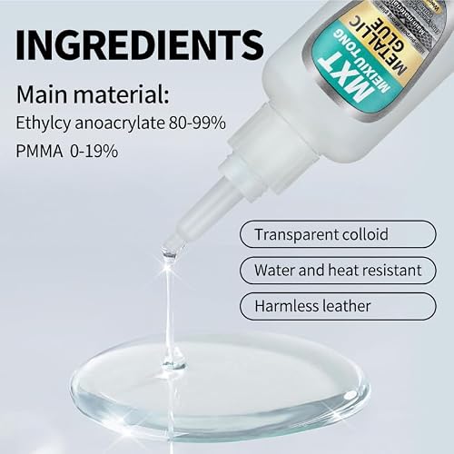 Colle Métal Extra Forte,Colle pour Métaux,50g Colla pour Métal,Super Glue Extra Forte pour Métals,Colla Métals Transparente Instantanée,pour Acier Inoxydable,Alliage D'aluminium,Bijoux,Artisanat DIY – vue 3
