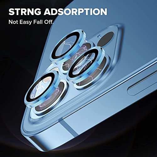 Image of For iPhone 13 Pro /13 Pro Max Alloy Metallic Camera Ring Tempered Glass Lens Guard Protector 9H Hardness[Pack OF 3,Gold]