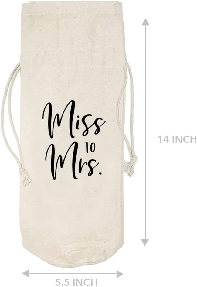 Andaz Press Miss to Mrs. Wine Bag, Wine Bottle Cover, Wedding Canvas Wine Bag, Champagne Bottle, Wedding Gifts, Engagement Gift, Bridal Shower Gift For Her, Bride To Be, Wifey, Bride, 1-Pack