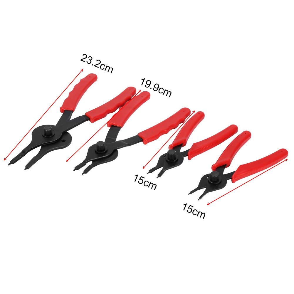 Qii lu Pinza per anelli di sicurezza Pinza a punta piegata Kit di pinze per anelli elastici esterni 11 pezzi Set di utensili per pinze per anelli elastici interni ed esterni