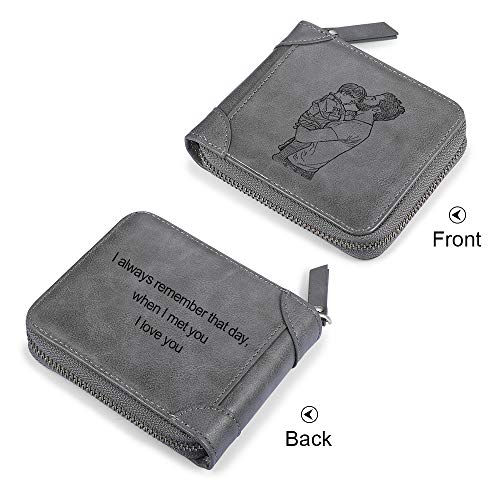 JewelOra Personalized Photo Wallet, Custom Photo Wallets for Men, Men's Zipper Wallet Customized Wallet for Father,Dad,Son,Boyfriend(Zipper 2)3