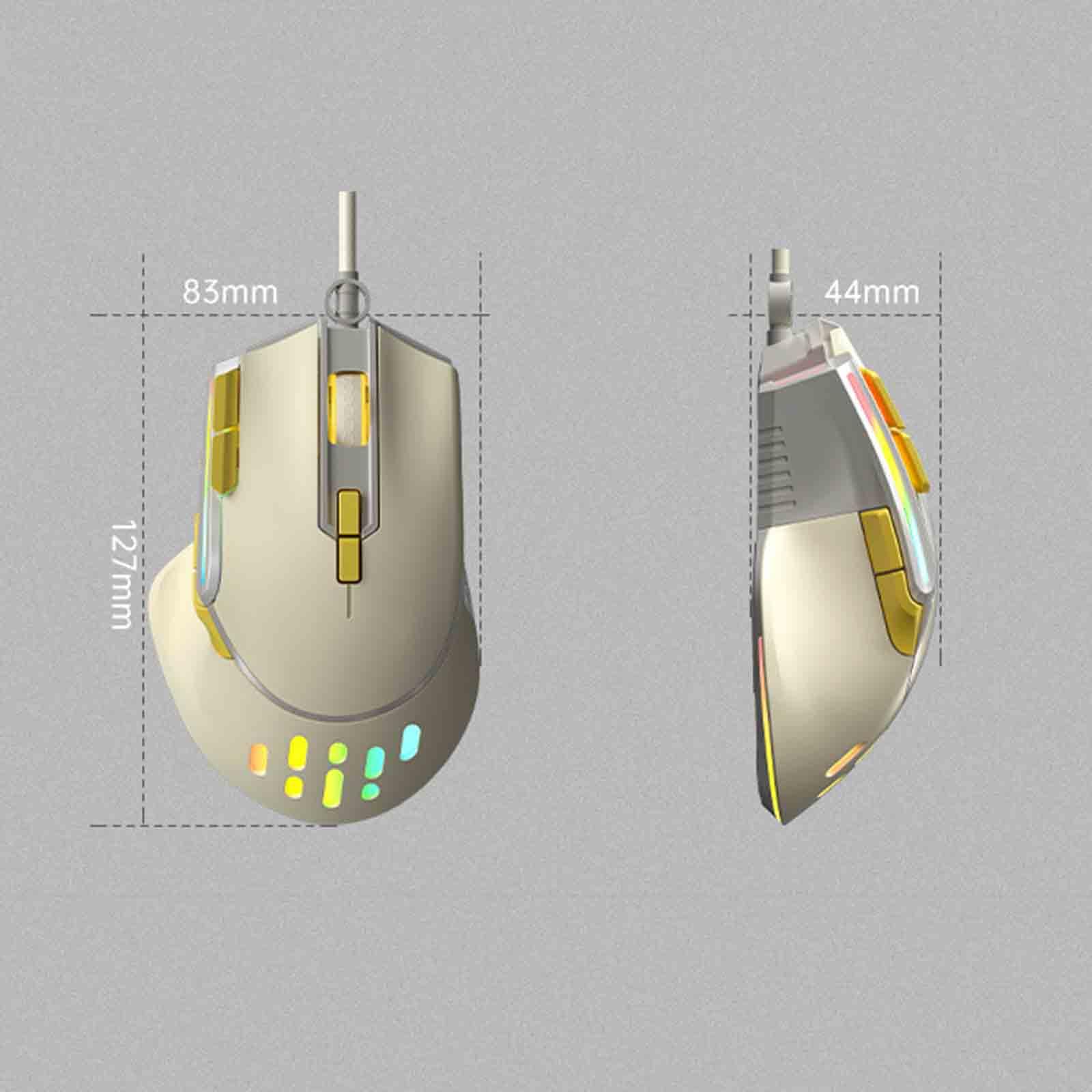 Mysz Mysz komputerowa do laptopa USB do gier Ergonomiczne myszy przewodowe 4-kierunkowe przewijanie Lekkie Przenośne programowalne przyciski Przewijanie dotykowe Optyczne RGB Kolorowe światło oddechow