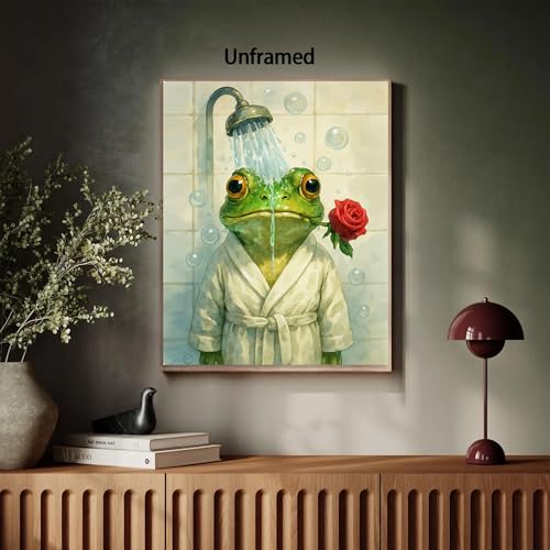 Image of Frimeeme 4Pcs Unframed Funny Frog Wall Art& Poster Prints, 8x10 In