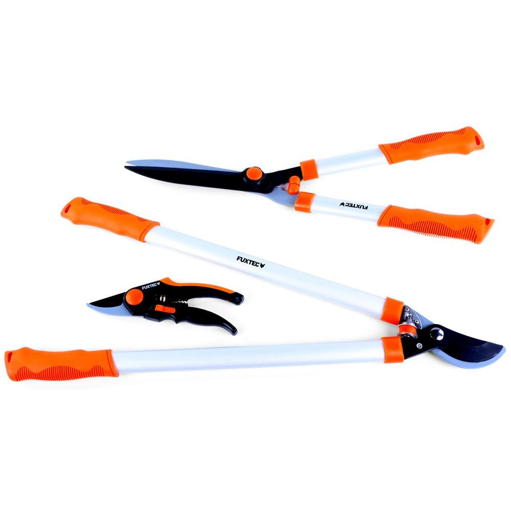 Set premium 3 sécateurs de jardin – à main, branches, haies FUXTEC FX-SPS3 ciseaux de jardin manuel, élagueur pour branches, taille-haie manuel pour mettre vos haies en forme