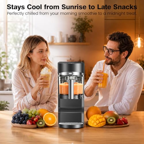 Image of Slushie Machine, Ice Cream Maker, Slushy Machine for Home and Families, No ice needed with Rapid Chill & Temperature Control, Multi-function for Margarita, Frappe, Easy to Clean, Grey