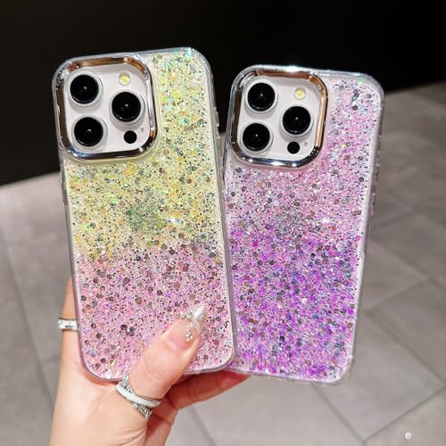 Coque de téléphone à paillettes dégradées de luxe iPhone 13 antichoc rose violet