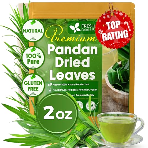 Image of FreshDrinkUS, Premium 2oz Natural Pandan Leaves Dried, 100% Pure Dried Pandan Leaves, Pandan Leaf Tea, No Additives, No Caffeine, Vegan (2 oz Dried Leaves)