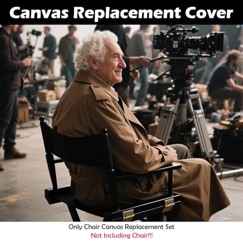 STAY GENT 18''L X 15''W 2 Set Directors Chair Replacement Canvas for 18'' Director Chairs, Replacement Cover Canvas Seat and 19.7''L X 6.3''W Back Covers Kit for Director Chairs Movie Chair, Black