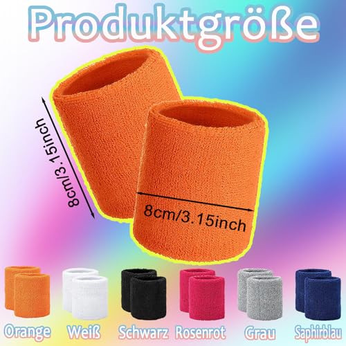 Schweißband Handgelenk,Schweißband,12 Stück Bunte Schweissband,Schweißbänder Handgelenk für Männer und Frauen,Baumwolle Fitness-Schweißbänder für Tennis Basketball Fußball Laufen Fitnessstudio