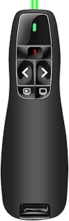 Verde Pasador Diapositivas Mando Ordenador Powerpoint, 2,4GHz Presentador Inalambrico Mando Presentaciones USB Distancia Puntero Powerpoint Remote Presenter para Computadora Windows Mac