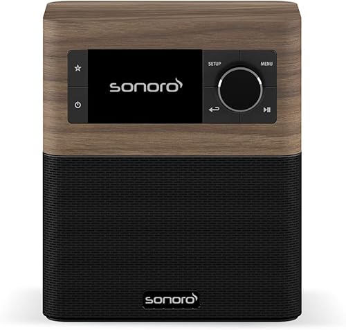 sonoro Stream Internetradio (UKW, Bluetooth, DAB, Spotify, Amazon, Deezer, App, spritzwassergeschützt) Walnuss/Schwarz