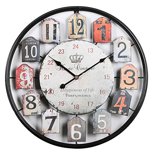 H0_V Vintage Wanduhr, Lautlos Metall Wanduhr Durchmesser 50cm(19,6in) Wanduhr ohne Tickgeräusche Cover