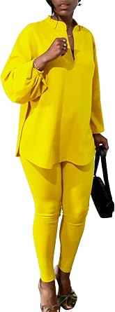 Ecirod Fall Plus Size 2 Piece Sets for Women Casual Long Sleeve Tunic Tops High Waisted Leggings African Set