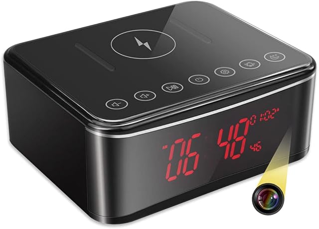 Spy Camera Hidden Camera WiFi in Wireless Charger Bluetooth Speaker and Alarm Clock with 160°Viewing Angle,Nanny Cam with Night Vision,Motion Detection APP Control for Home Security(2.4G&5G WiFi)