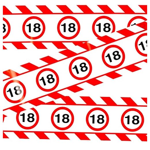 Tiwoca 18 Geburtstag Deko – lustiges Absperrband rot weiß mit Verkehrszeichen als originelle und witzige Geburtstagsdeko für einen gelungenen 18. Geburtstag Junge oder Mädchen