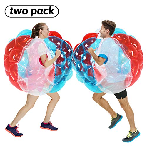 SUNSHINEMALL 2 PC Bumper Balls, Inflatable Body Bubble Ball Sumo Bumper Bopper Toys, Heavy Duty Durable PVC Vinyl Kids Adults Physical Outdoor Active Play (36inch, New red+Blue)
