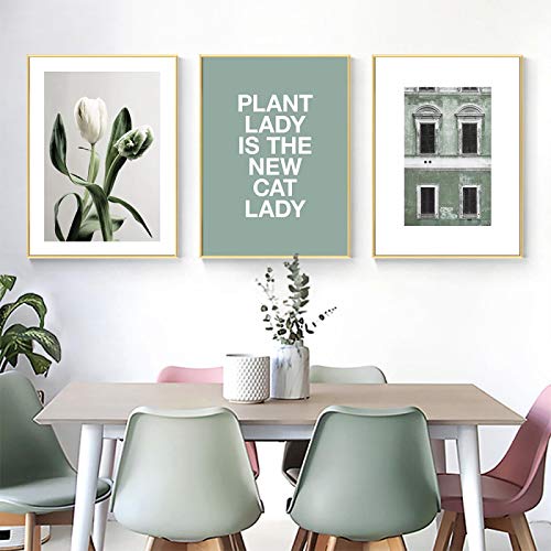 Art Toile Peinture Nordic Green Plant Poster Maison Lettre Lys 3x