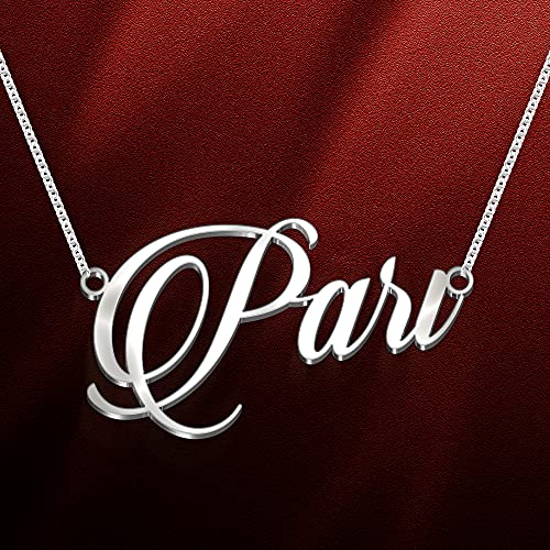 Image of Pari Cursive Gold & Silver Name Pendant Necklace, Best Jewelry Gift for Girls.