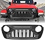 AMERICAN MODIFIED Grill Grille Front Cover Compatible with 2018-2021 Jeep Wrangler JL Gladiator JT, ABS (JL Demon Grill w/ LED)