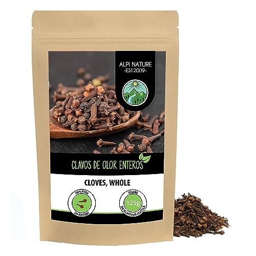 (125g), Clavos de olor, enteros, clavos secados suavemente, 100% natural, vegano