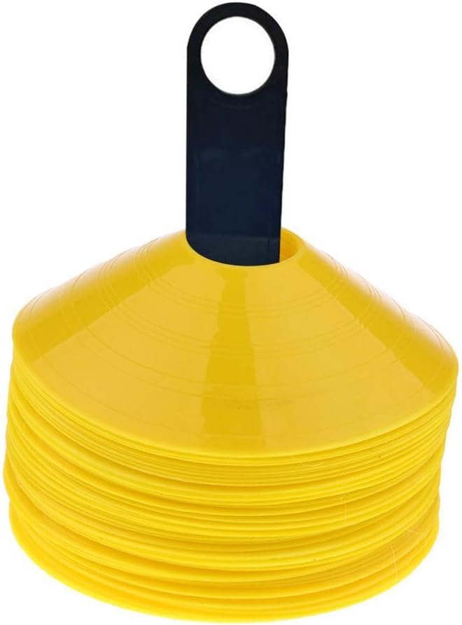 Pack of 50 Agility Soccer Disc Cones - High Visibility Field Markers for Training, Sports, and Outdoor Games Supplies - Yellow