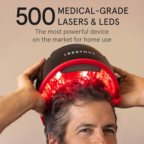 Image of iRestore Elite + Rechargeable Battery Pack - Laser Red Light Therapy for Hair Growth - FDA Cleared Hair Loss, Hair Thinning Treatment for Men & Women - Hair Regrowth Laser Cap - 500 Lasers & LEDs