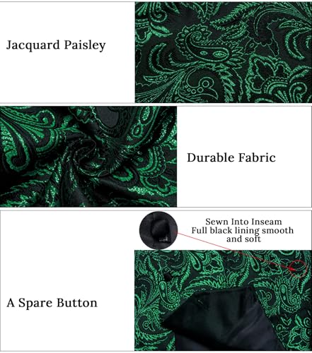 Image of DiBanGu Mens Paisley Suit Vest Silk Jacquard Waistcoat and Necktie Set Formal Shawl Collar Dress Vest 7PCS for Wedding Party