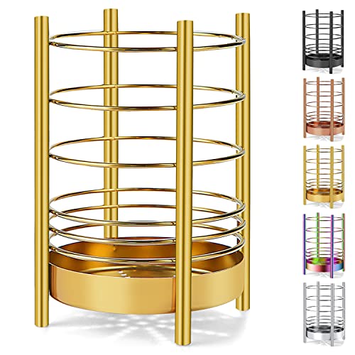 Gold Kitchen Utensil Holder for Kitchen Counter, Stainless Steel Utensil Crocks, Gold Titanium Coating Utensil Storage Caddy Organizer, Cooking Utensil Holder, Easy Cleaning (Gold/7.4''x5.2'') by HOMQUEN - Used condition - US$12.50