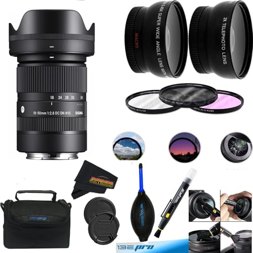 Sigma 18-50mm f2.8 DC DN Contemporary Lens for Sony E with Sunshine Photo Professional Bundle - 4 Years USA Manufacturer Warranty