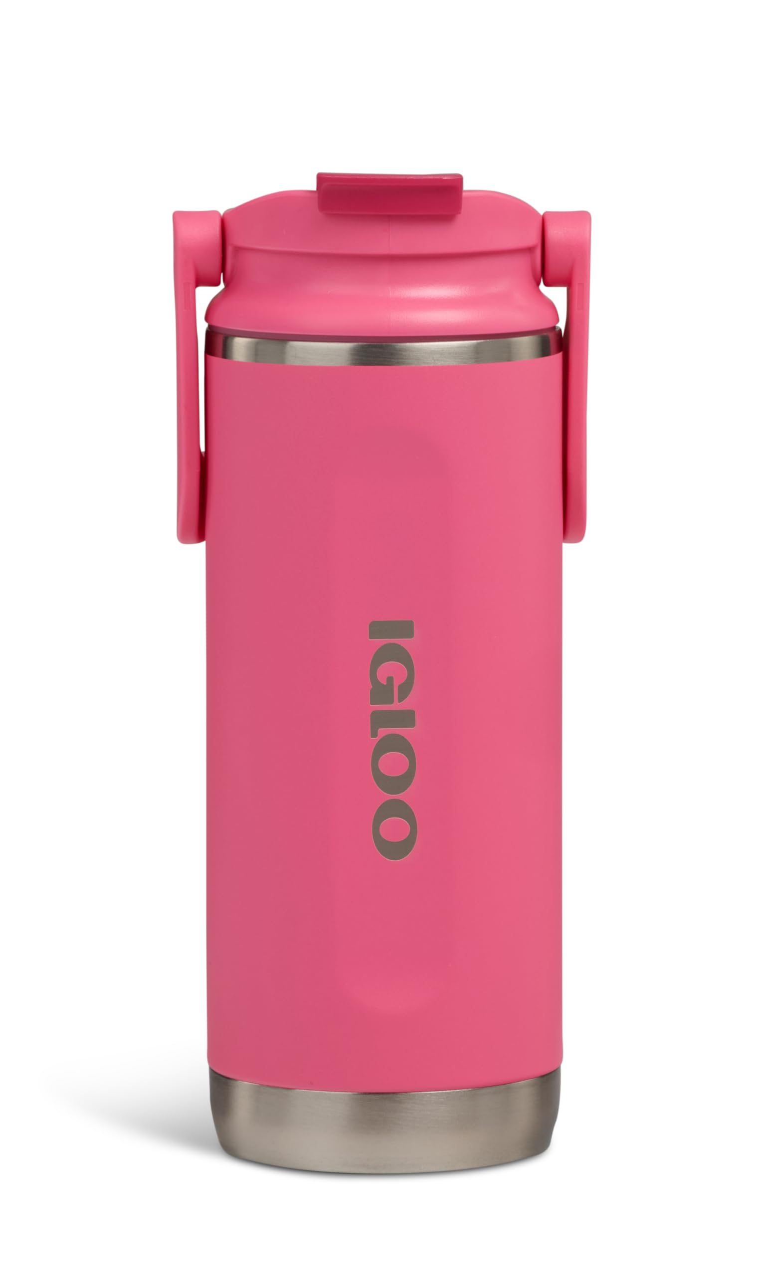 Igloo 16 Oz Stainless Steel Flip 'n' Sip Tumbler, Thrift Pink