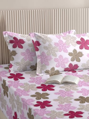 Image of DECORUM 190TC Cotton Feel Double Bedsheet with 2 King Size Pillow Covers | 90X100 Inches | Soft & Breathable Fabric| Lightweight & Comfortable | Premium Bedding Set for Home |Scattered Floral Print