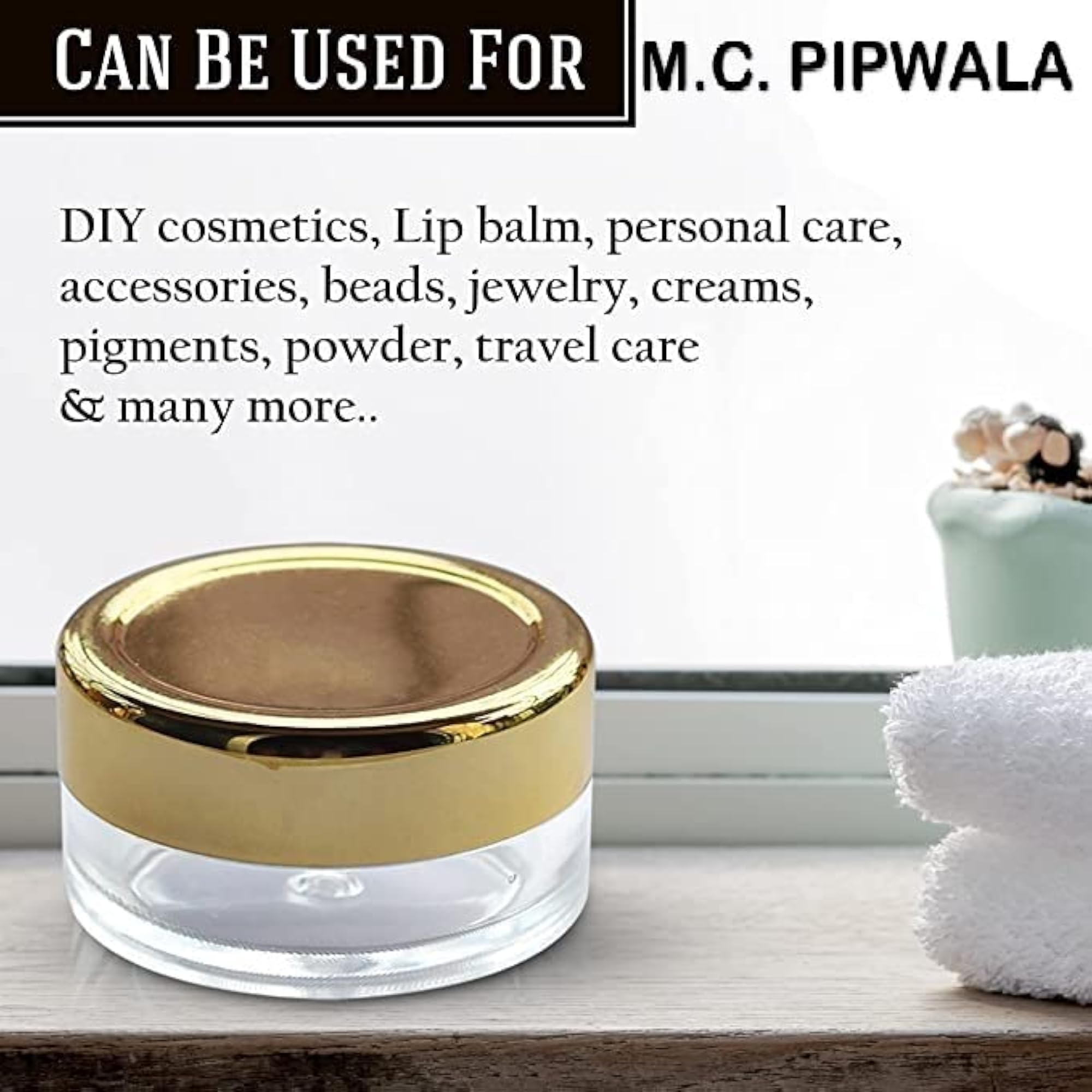 10 GM Empty Acrylic Jar Cosmetic Container with Gold Lid