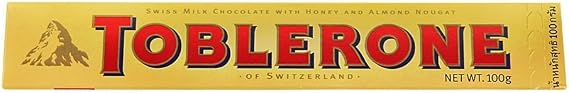 TOBLERONE SWISS MILK CHOCOLATE WITH HONEY AND ALMOND NOUGAT 6 X 100 G BARS by Toblerone