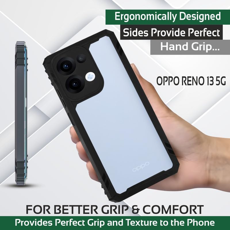 Image of AIBEX Crystal Clear Back Cover Case for Oppo Reno 13 5G | Transparent Non-Yellowing Shockproof Bumper Case | 360 Protection | Slim Fit | PC + TPU Hybrid