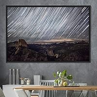 Framed Canvas Wall Art Starry Sky Aerial Astronomy & Space Dramatic Global Green Photography Realism Stars - 16x24 inches