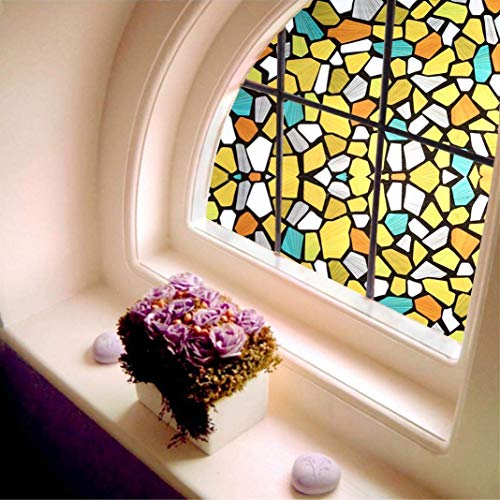 Image of ELTON Vinyl 3D Window Self Adhesive Decorative Heat Control Anti UV Privacy Films (Shiny Multicolor Stone, 24 x 144 inches)