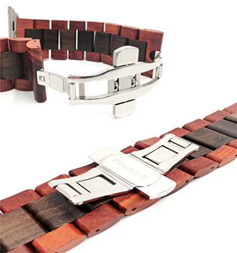 Seoaura Compatible For Apple Watch Band 41Mm 38Mm 40Mm, Natural Handmade Wooden Replacement Iwatch Series 8 7 6 5 4 3 2 1 Se Sports Strap Wristband - Link Remover As A Gift (Red Brown, 41Mm/38Mm/40Mm) #TOP4