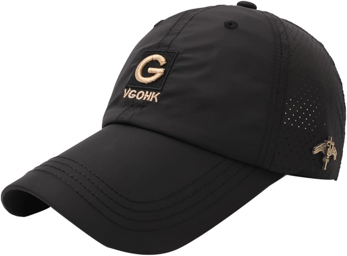 Hat Men's Summer New Fast Drying Golf Cap Baseball Cap Sunscreen Sun hat Women's Fashion (Black)