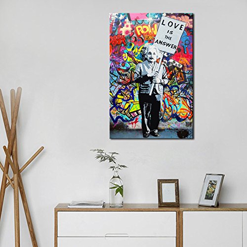 Dvq Art - Framed Art “Love Is Answer” Canvas Print Painting Colorful Figure Street Graffiti Wall Art Pics For Living Room Decor Ready To Hang 1 Pcs #TOP2