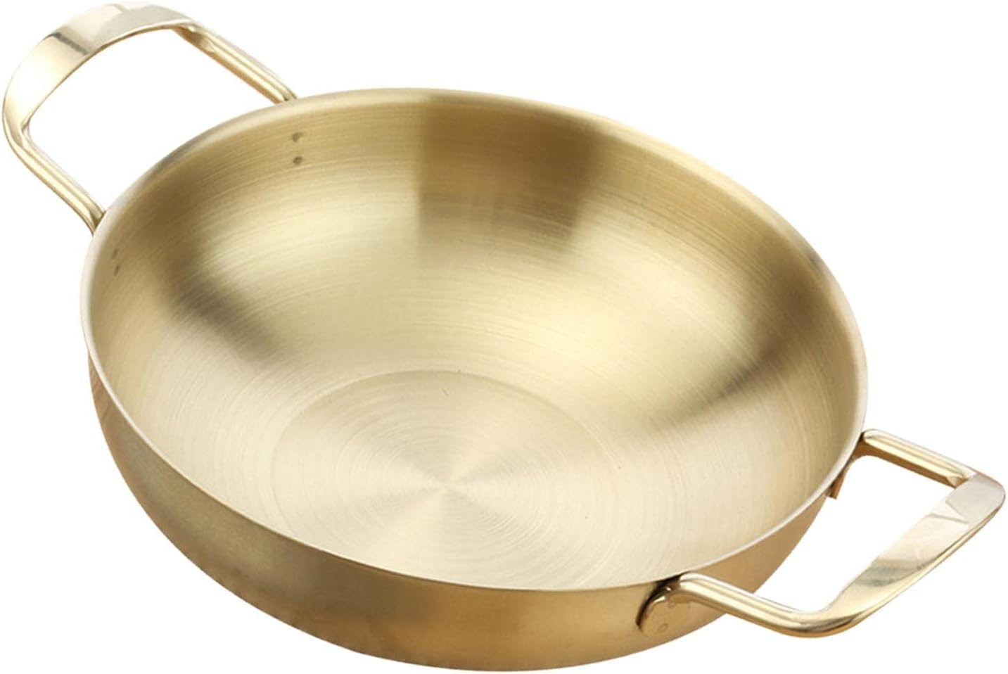 Spanish Style Stainless Steel Paella Pan -, Fast Heating, Stick - for Camping and Home Cooking - Mini Hot Pot Cookware - Silver 22cm