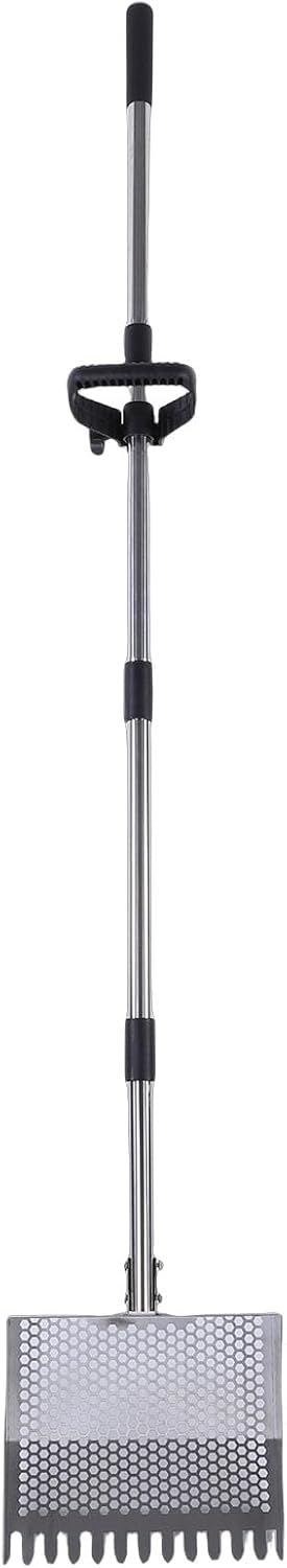 Chicken Poop Scooper, Stainless Steel Adjustable Rake and Shovel with Ergonomic Grip for Chicken Coop, Garden, Farm, Yard and Pet Waste