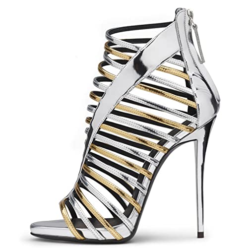 Talons hauts en cuir verni LiChA sandales à aiguilles au design ajouré chic