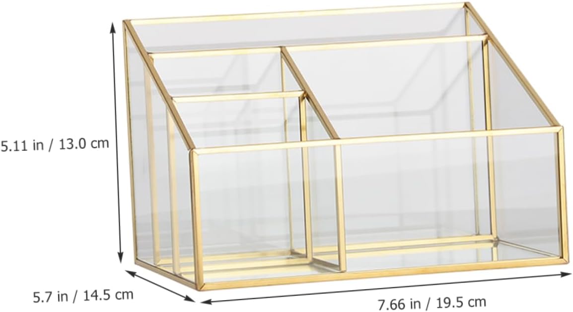 Healifty Glass Cosmetic Display Case with Frame Transparent Makeup Organizer for Skincare Jewelry and Brushes Desktop Storage Stand for Bathroom and Bedroom Keeps Accessories Neat and Easy